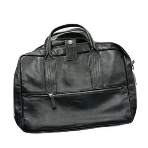 Hidesign Black Executive Briefcase with Double Handles Luggage Holder Back Strap